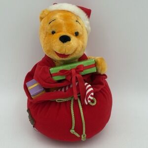 VTG 1998 Telco Motion-ettes Winnie The Pooh Dancing Christmas Plush Disney Works